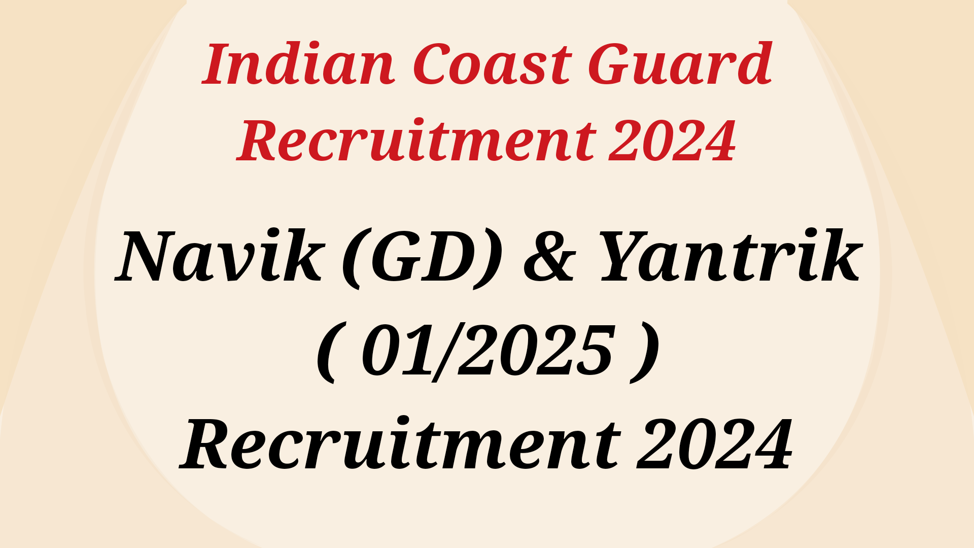 Indian Coast Guard Navik (GD) & Yantrik (01/2025) Recruitment 2024
